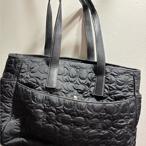 Coach Black Leather Tote with Geometric Design